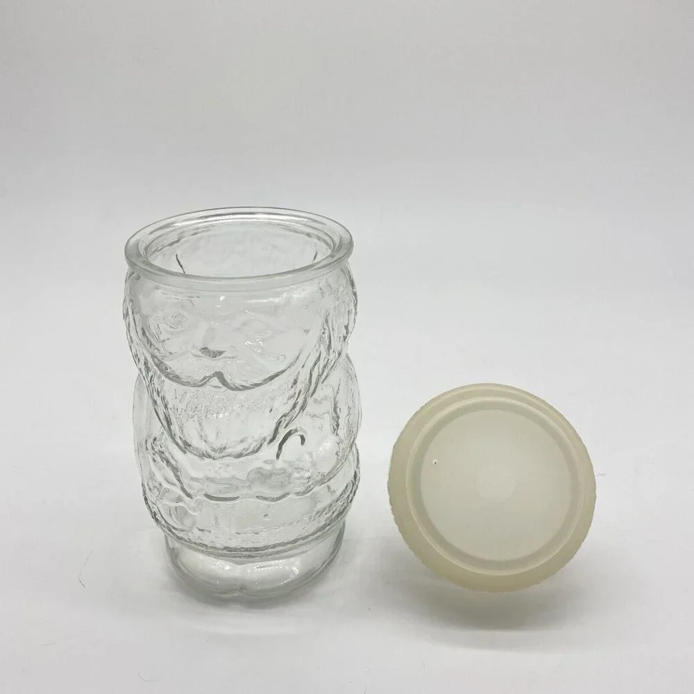 Christmas Glass Santa Claus Shaped Jar w/‎ Hat Shaped Lid Holiday 8